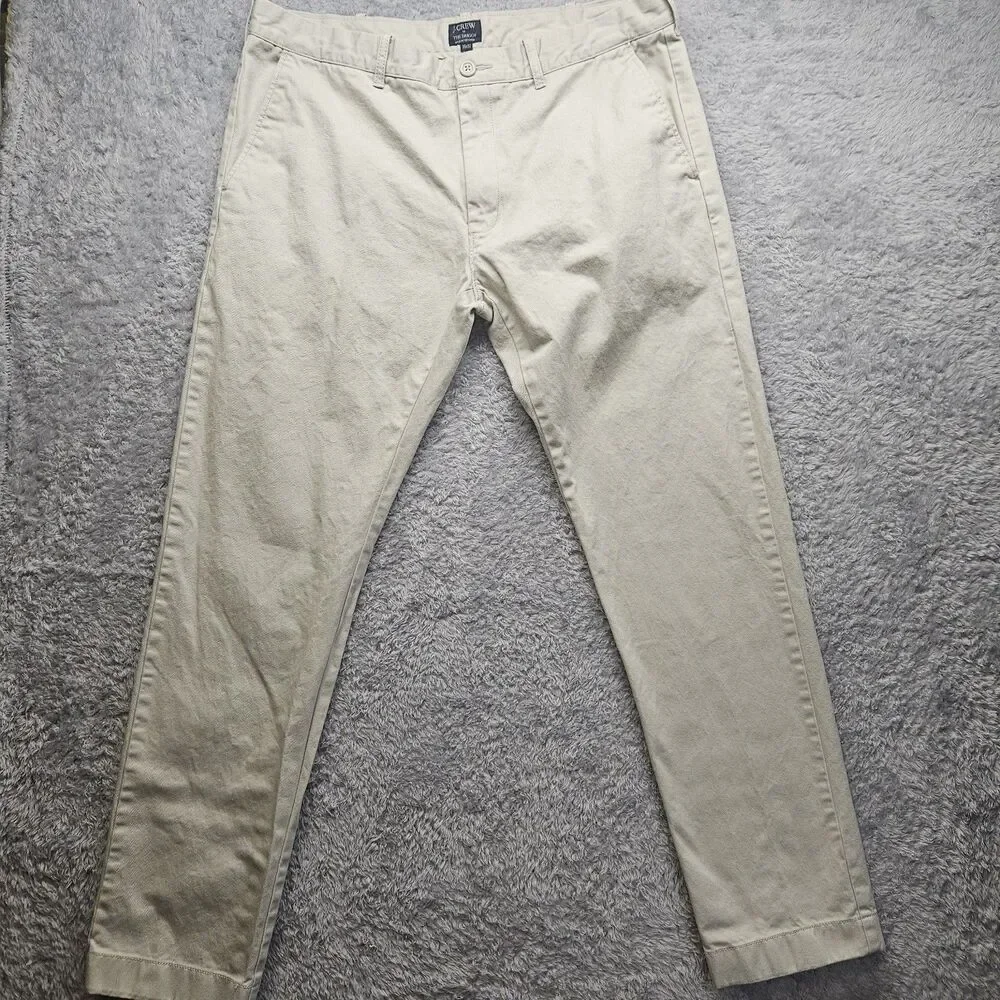 J.Crew Mens Beige The Driggs Chino Pants 35x32 Khaki Preppy Classic